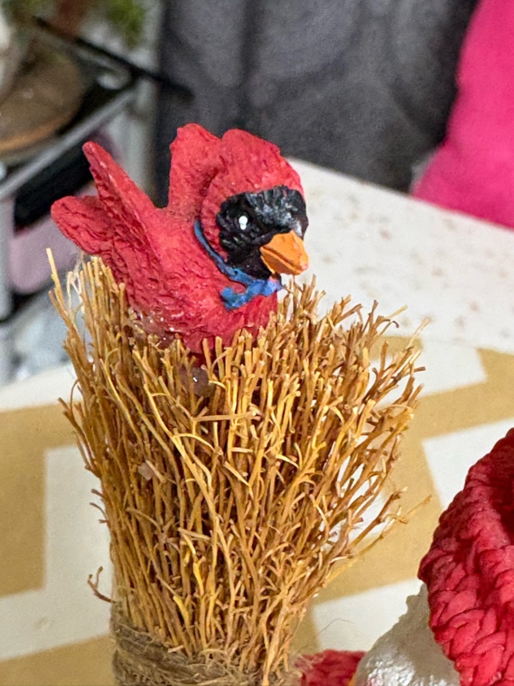 Vintage Resin Snowman with Cardinal and Bell - Classic Christmas Collection - Picture 7 of 16